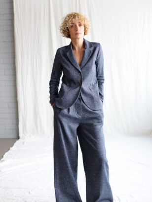 Fitted silhouette elegant linen and wool blazer | Jacket | Sustainable clothing | OffOn clothing