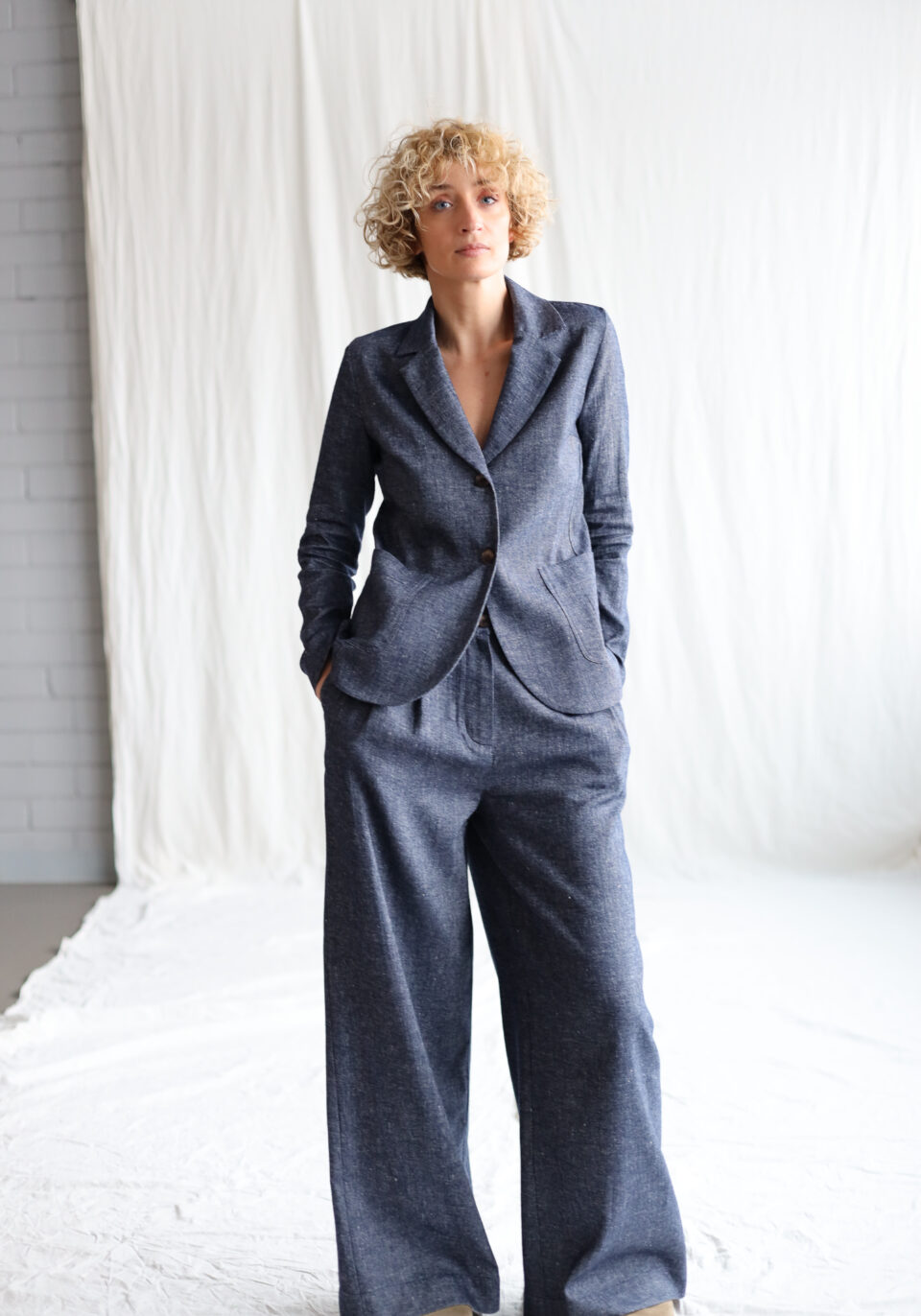 Fitted silhouette elegant linen and wool blazer | Jacket | Sustainable clothing | OffOn clothing