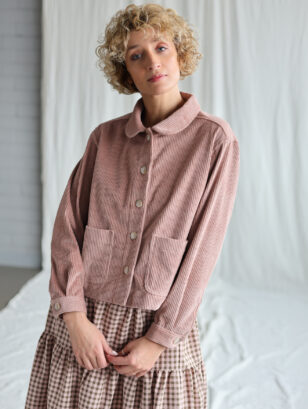 Wide wale cord Peter pan collar boxy jacket | Jacket | Sustainable clothing | OffOn clothing