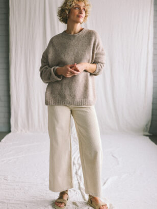 Ivory wide wale cord vintage cut pants | Trousers | Sustainable clothing | OffOn clothing