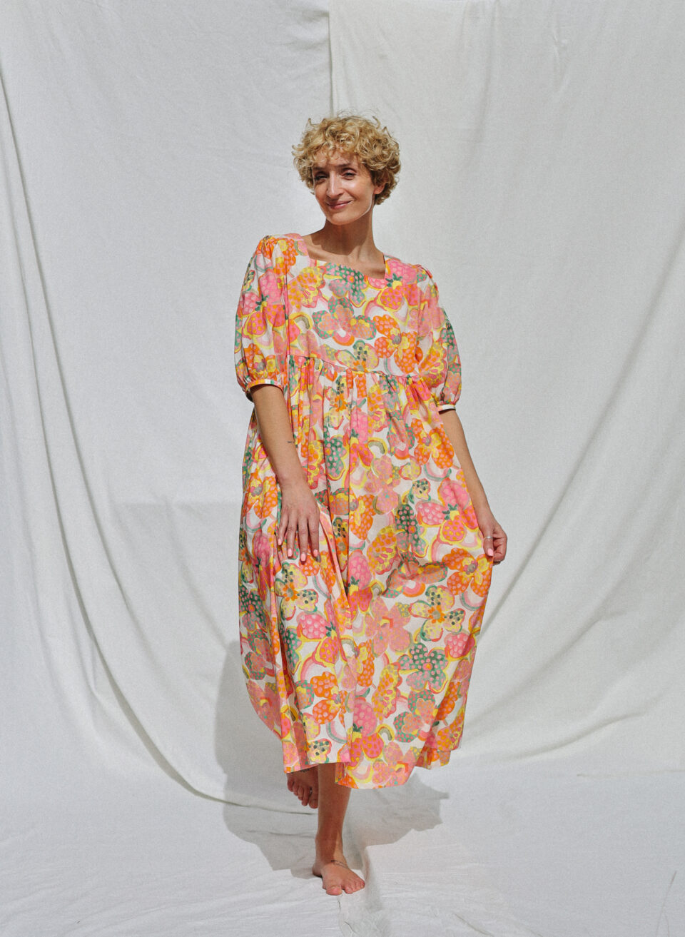 Floral square neck puffy sleeves dress | Dress | Sustainable clothing | OffOn clothing