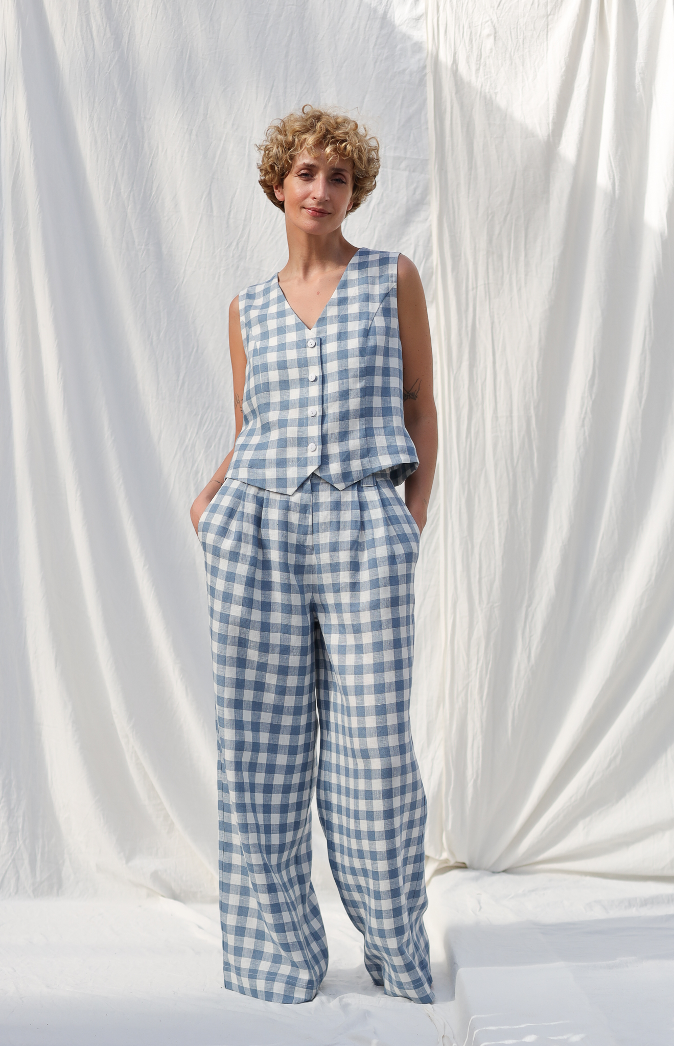 checkered palazzo pants