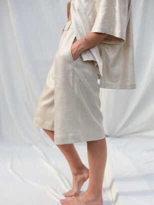 Metallic linen and viscose bermuda shorts RAQUEL | Shorts | Sustainable clothing | OffOn clothing