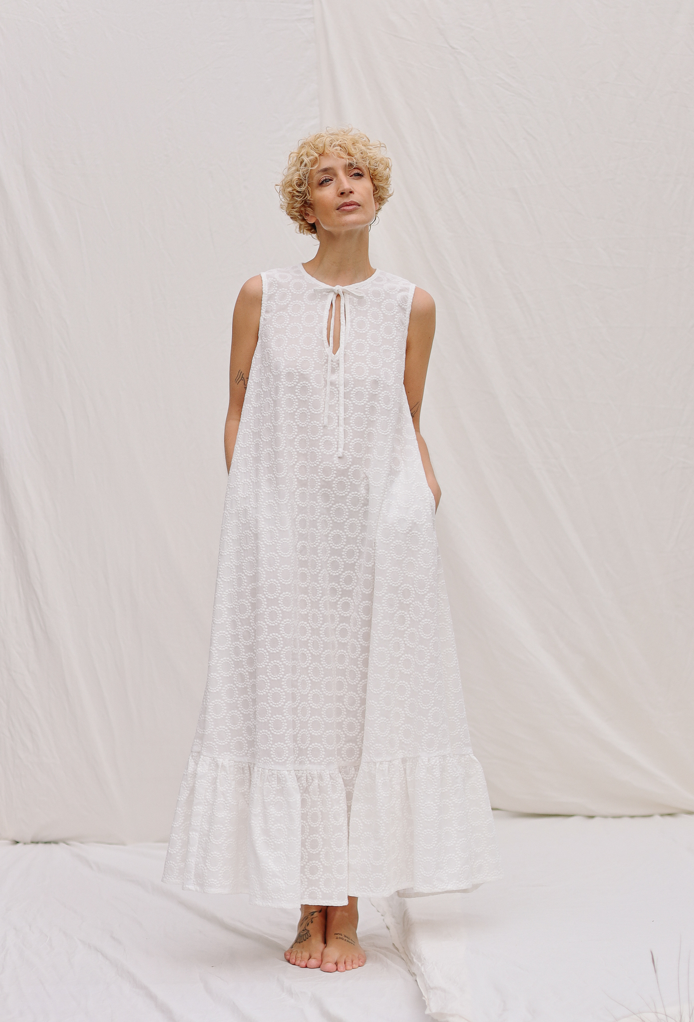 Sleeveless Cotton Tie Dress main image 0