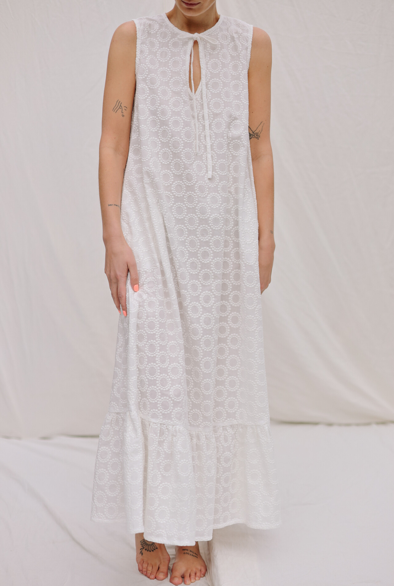 Sencei Embroidered Cotton Blend Sleeveless Maxi Dress main image 0