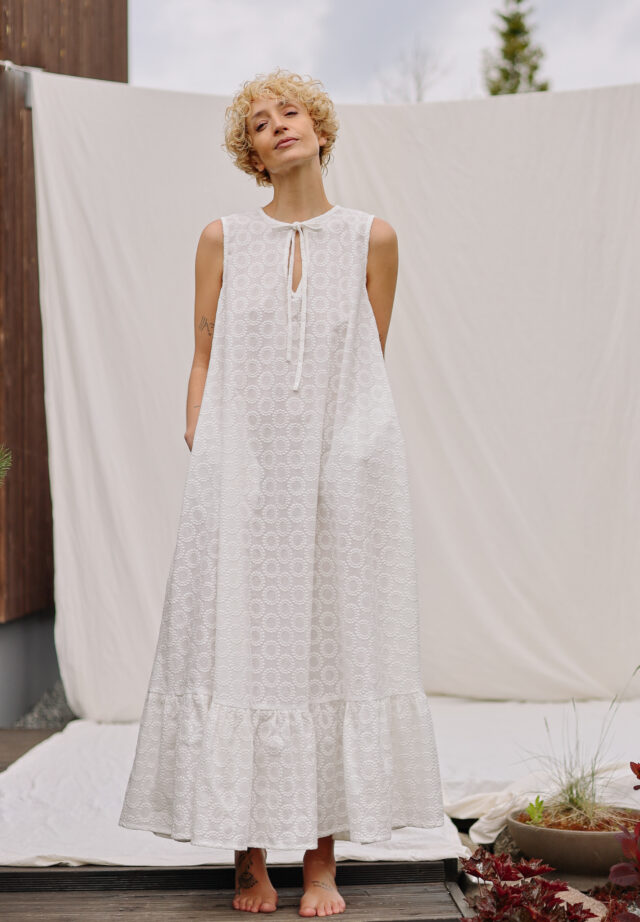 Sleeveless Cotton Tie Dress