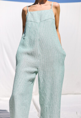 5212241 Light Grey Striped Strap Jumpsuit main image 1
