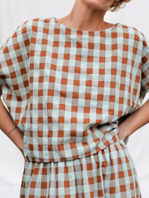 Seersucker checks oversized top | Top | Sustainable clothing | OffOn clothing