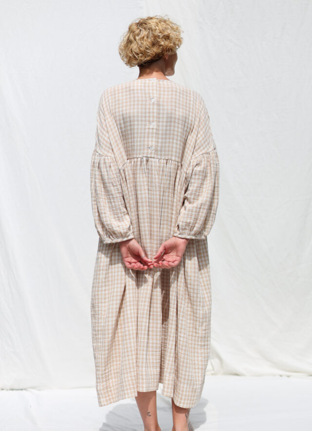 & other stories navy beige check gingham dress small medium UK 10 oversized vgc
