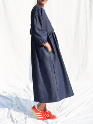 Loose dropped shoulders denim dress PERLA | Dress | Sustainable clothing | OffOn clothing