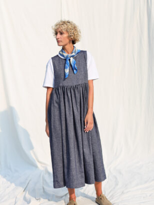 Sleeveless linen and wool composition smock dress | Dress | Sustainable clothing | OffOn clothing