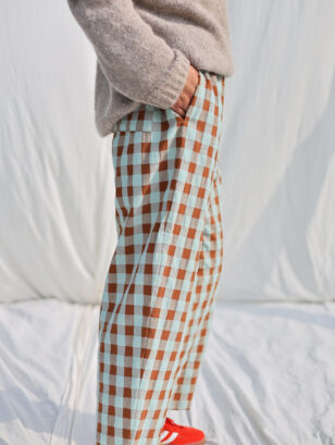 Seersucker checks balloon trousers VIVIAN | Trousers | Sustainable clothing | OffOn clothing