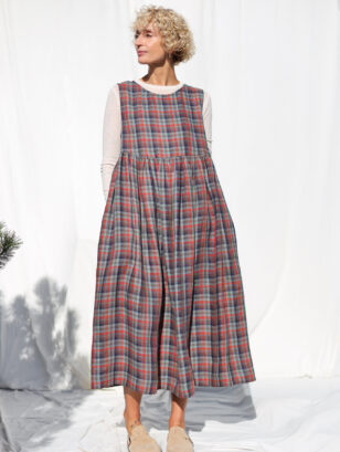 Sleeveless plaid linen smock dress SCOTLAND | Dress | Sustainable clothing | OffOn clothing