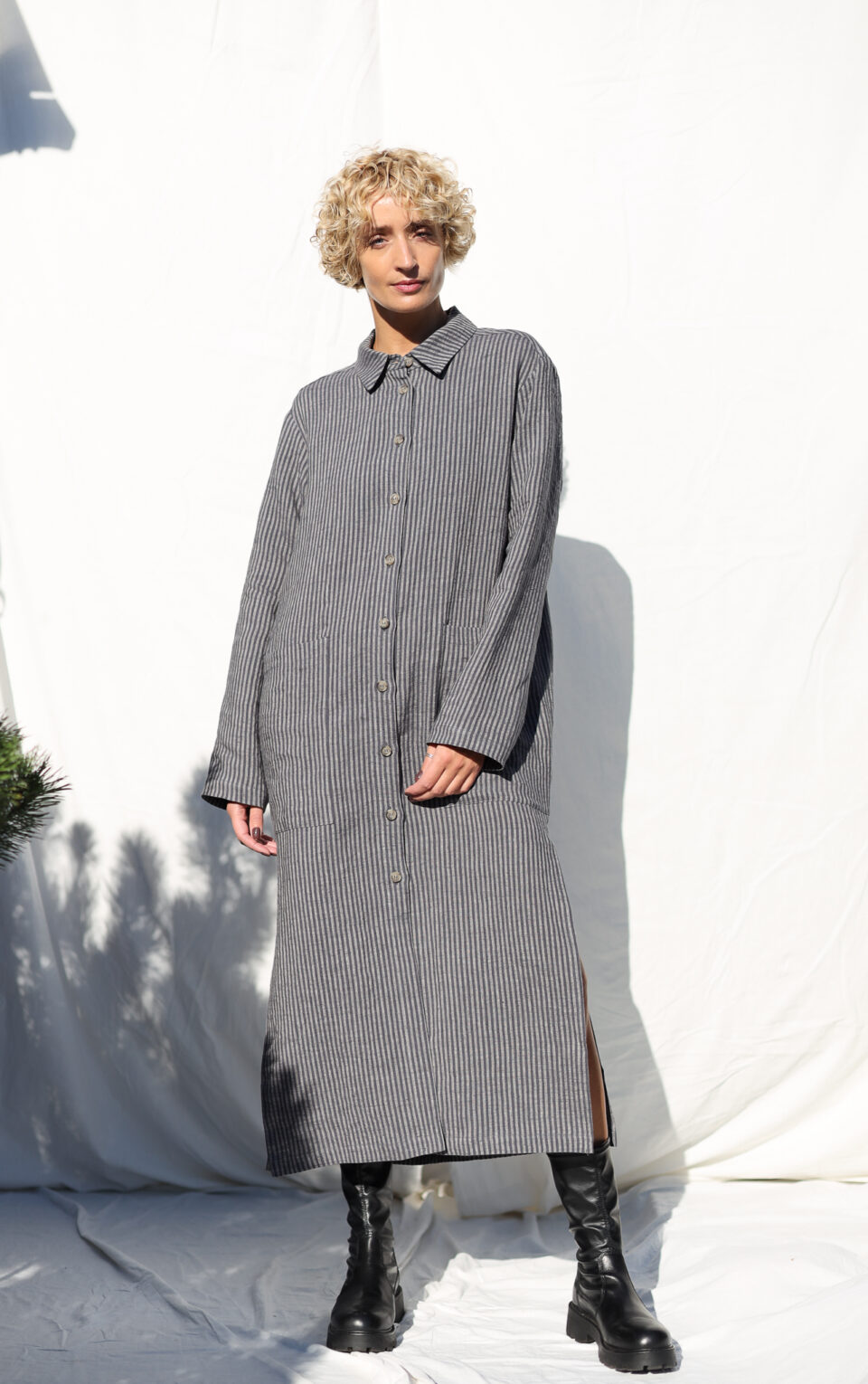 Shirt dress with side slits on sale