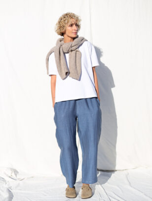 Heavy linen balloon trousers VIVIAN in graphite blue color | Trousers | Sustainable clothing | OffOn clothing