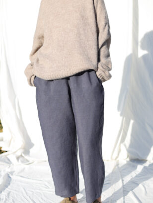 Striped linen balloon trousers VIVIAN | Trousers | Sustainable clothing | OffOn clothing