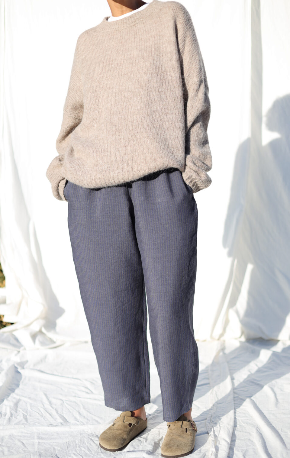 Striped linen balloon trousers VIVIAN | Trousers | Sustainable clothing | OffOn clothing