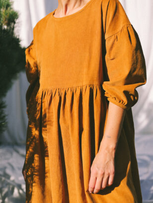 Needlecord dropped shoulders dress PERLA | Dress | Sustainable clothing | OffOn clothing