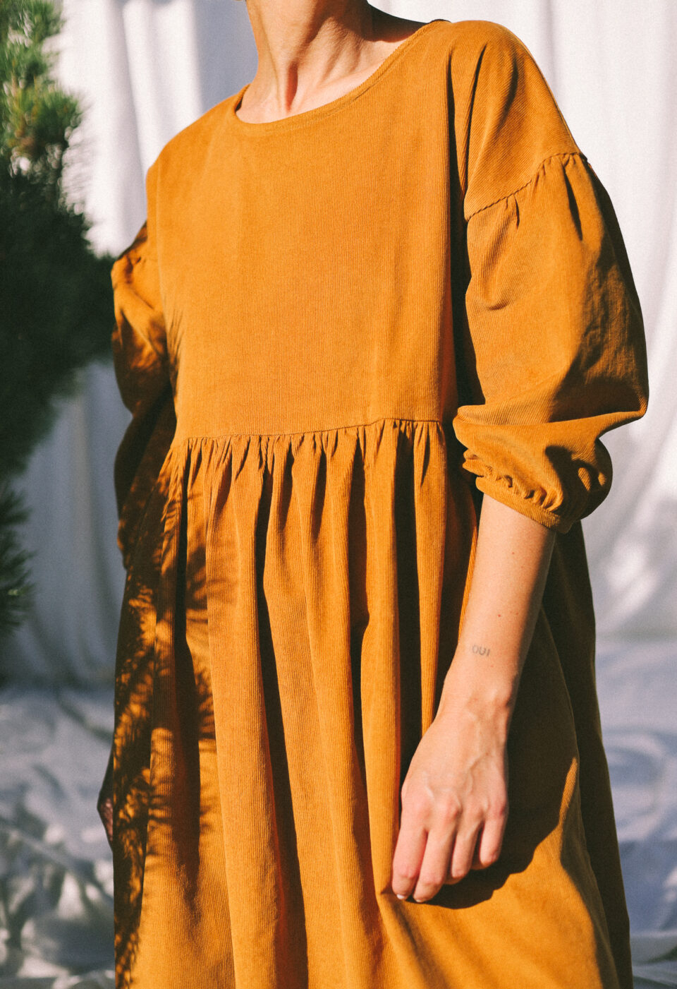 Needlecord dropped shoulders dress PERLA | Dress | Sustainable clothing | OffOn clothing