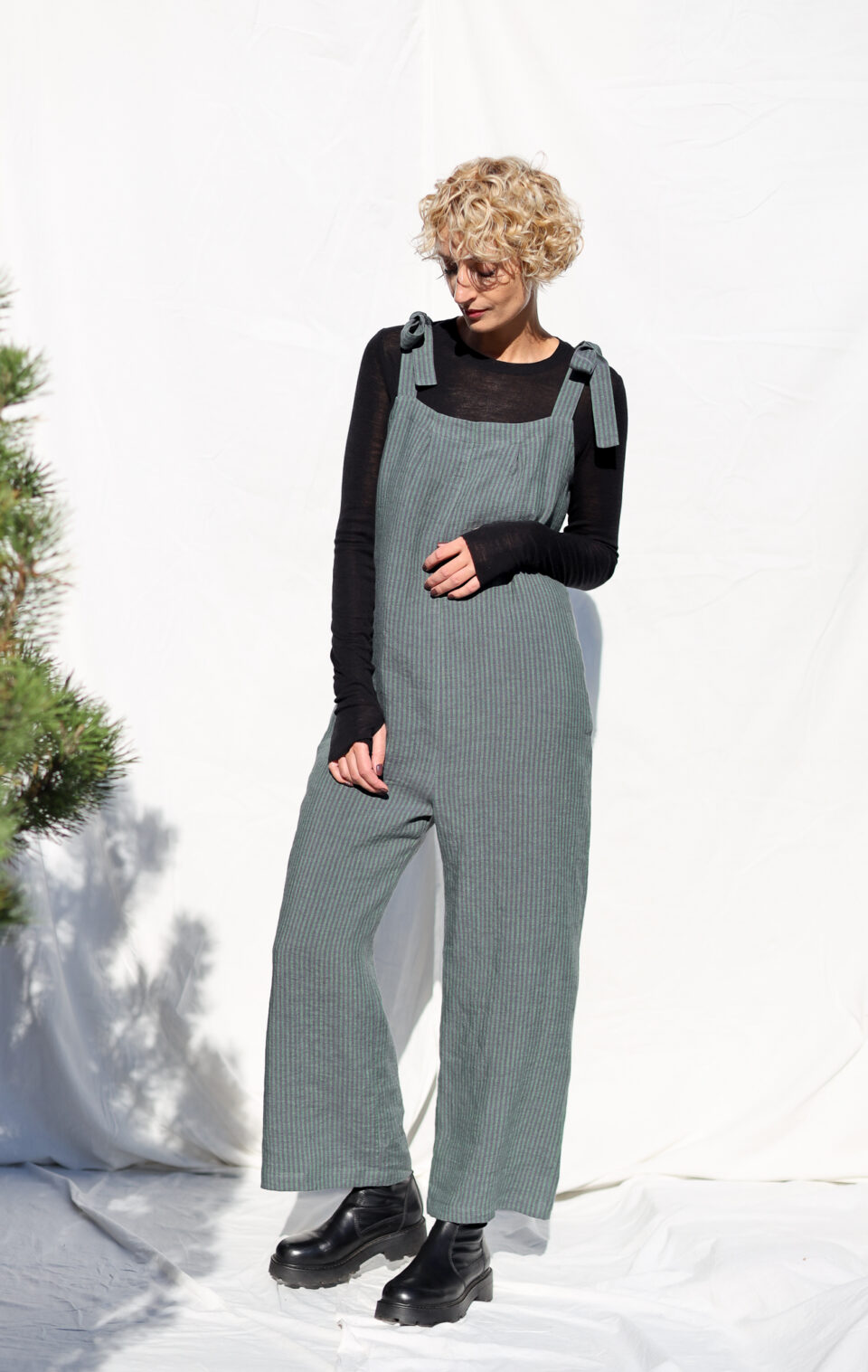 Striped linen Tie-strap summer jumpsuit | Jumpsuit | Sustainable clothing | OffOn clothing