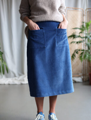 A-line wide wale cord midi skirt | Skirt | Sustainable clothing | OffOn clothing