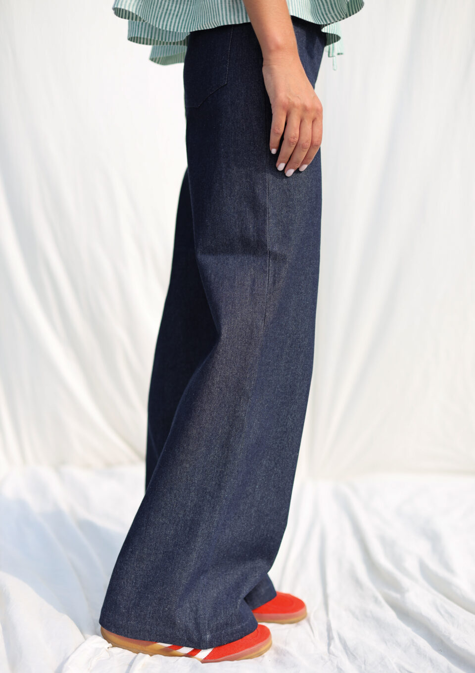 High waist wide leg denim trousers LUNA