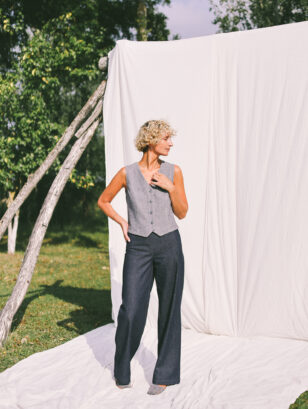 Herringbone linen and wool waistcoat | Dress | Sustainable clothing | OffOn clothing