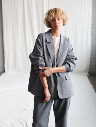 Herringbone Linen and Wool Oversized Blazer | Blazers | Sustainable clothing | OffOn clothing