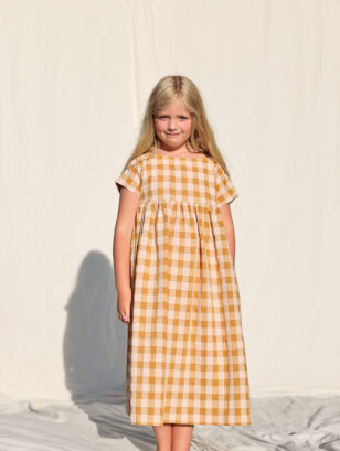 Girls checkered short sleeve seersucker dress | Dress | Sustainable clothing | OffOn clothing