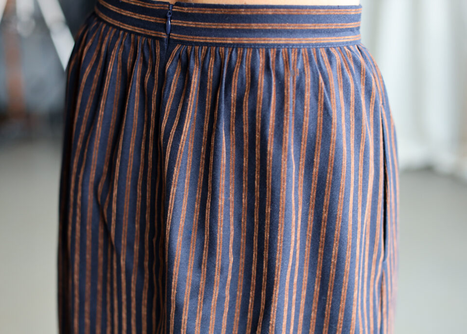 Striped ruffled hem Maxi cotton skirt OSLO with pockets - Image 5