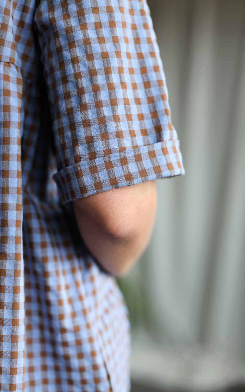 Mini smock tunic dress in blue bonnet seersucker checks CECILE - Image 3