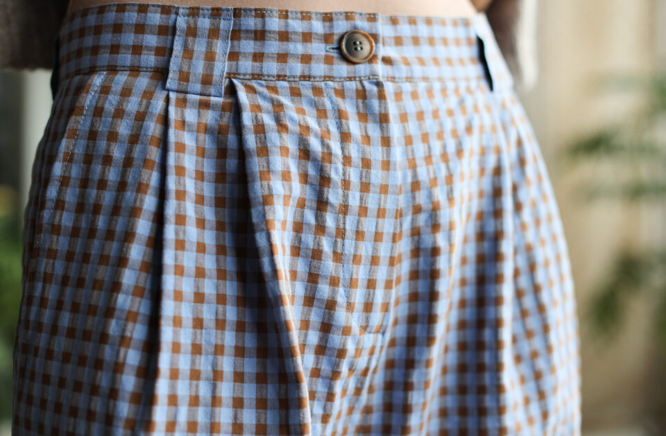 Wide leg palazzo trousers in seersucker checks - Image 4