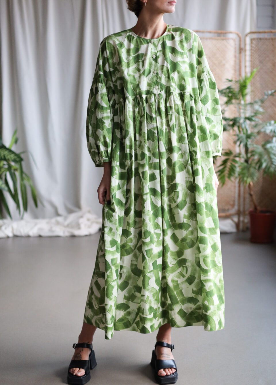 Oversized abstract print dropped shoulders dress GRETA | Dress | Sustainable clothing | OffOn clothing