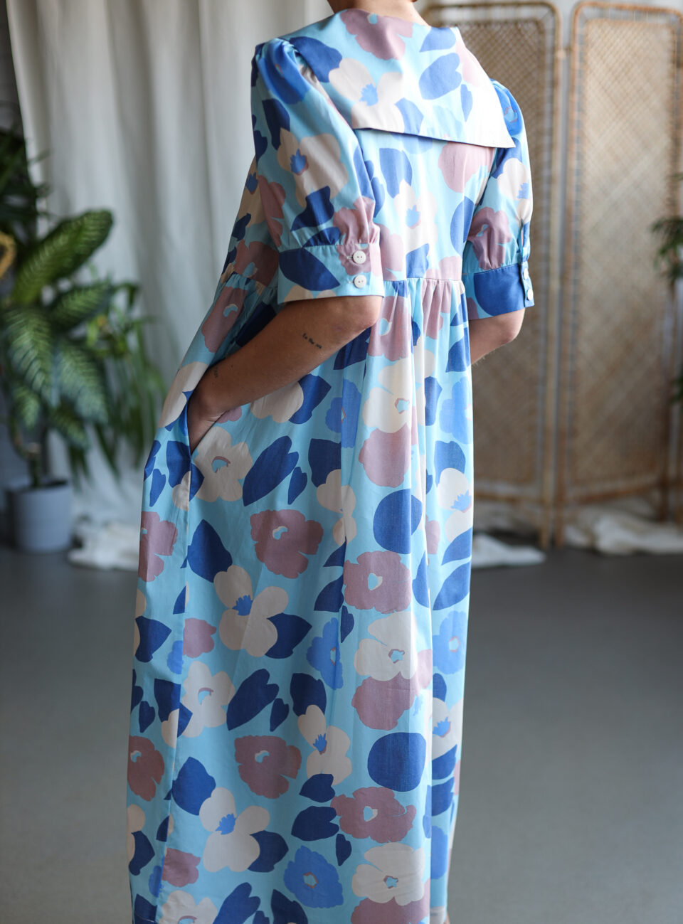 Sailor collar floral print loose fit dress - Image 5