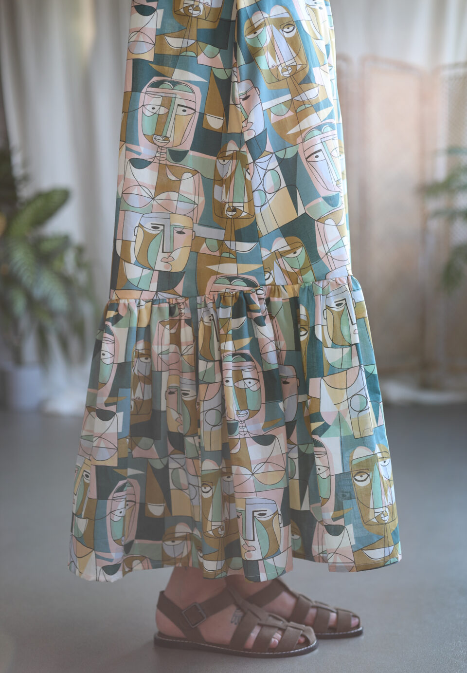 Abstract print Maxi dress with frill hem AGATHE - Image 2