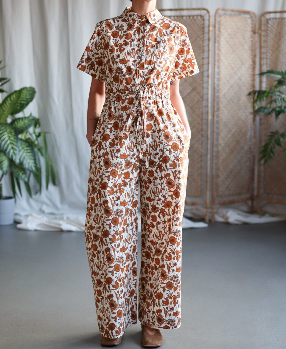 Floral short sleeved wide leg jumpsuit LENNY | Jumpsuit | Sustainable clothing | OffOn clothing