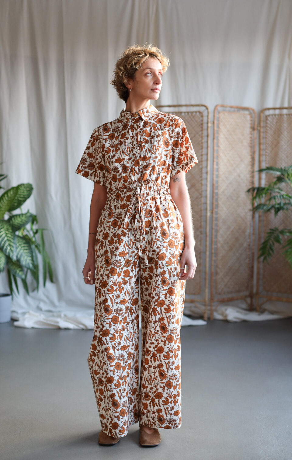 Floral short sleeved wide leg jumpsuit LENNY - Image 4