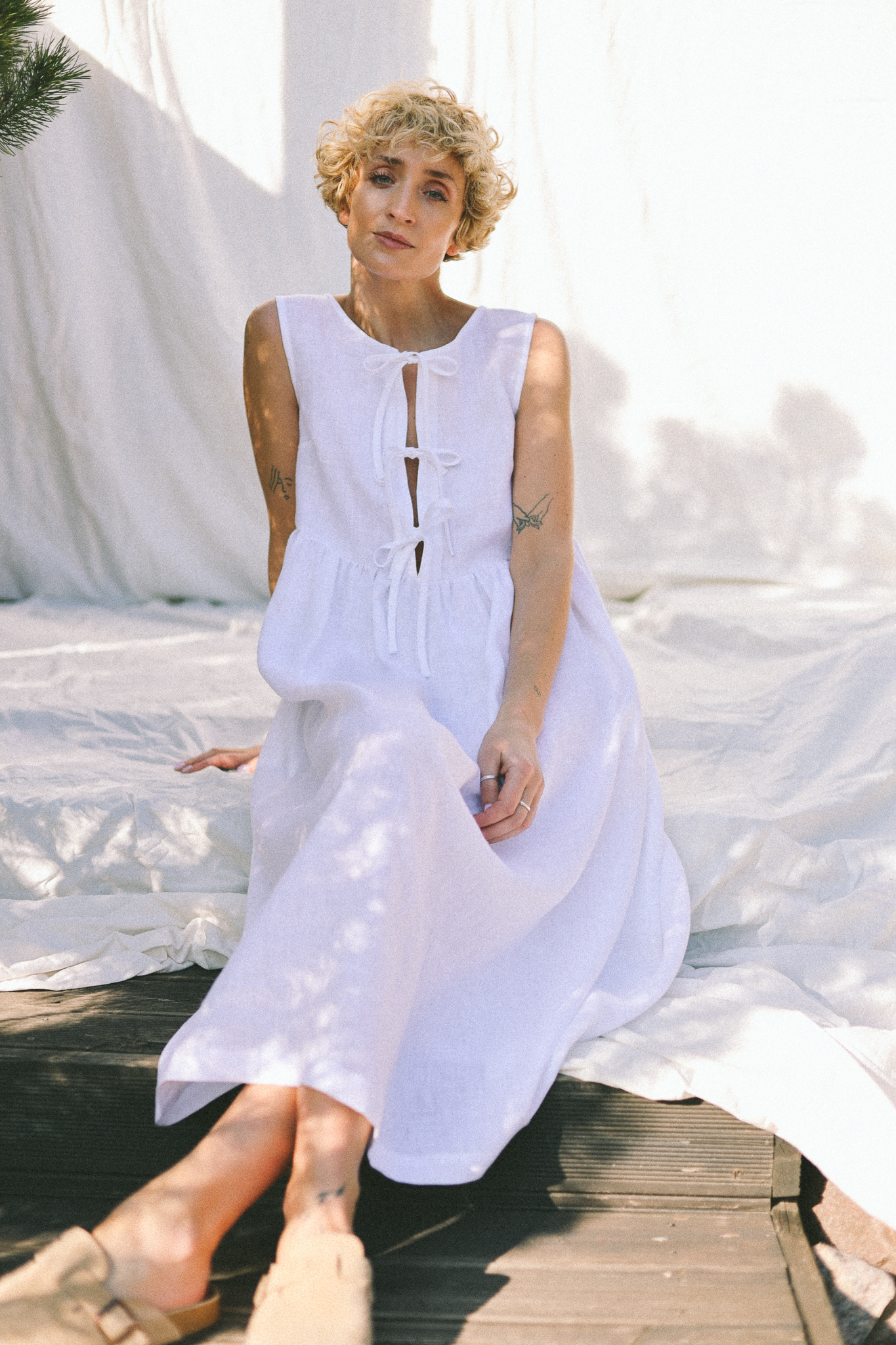 【Story mfg.】Off-WHITE Mon Dress ワンピース Story mfg.】Off-WHITE Mon Dress ワンピース