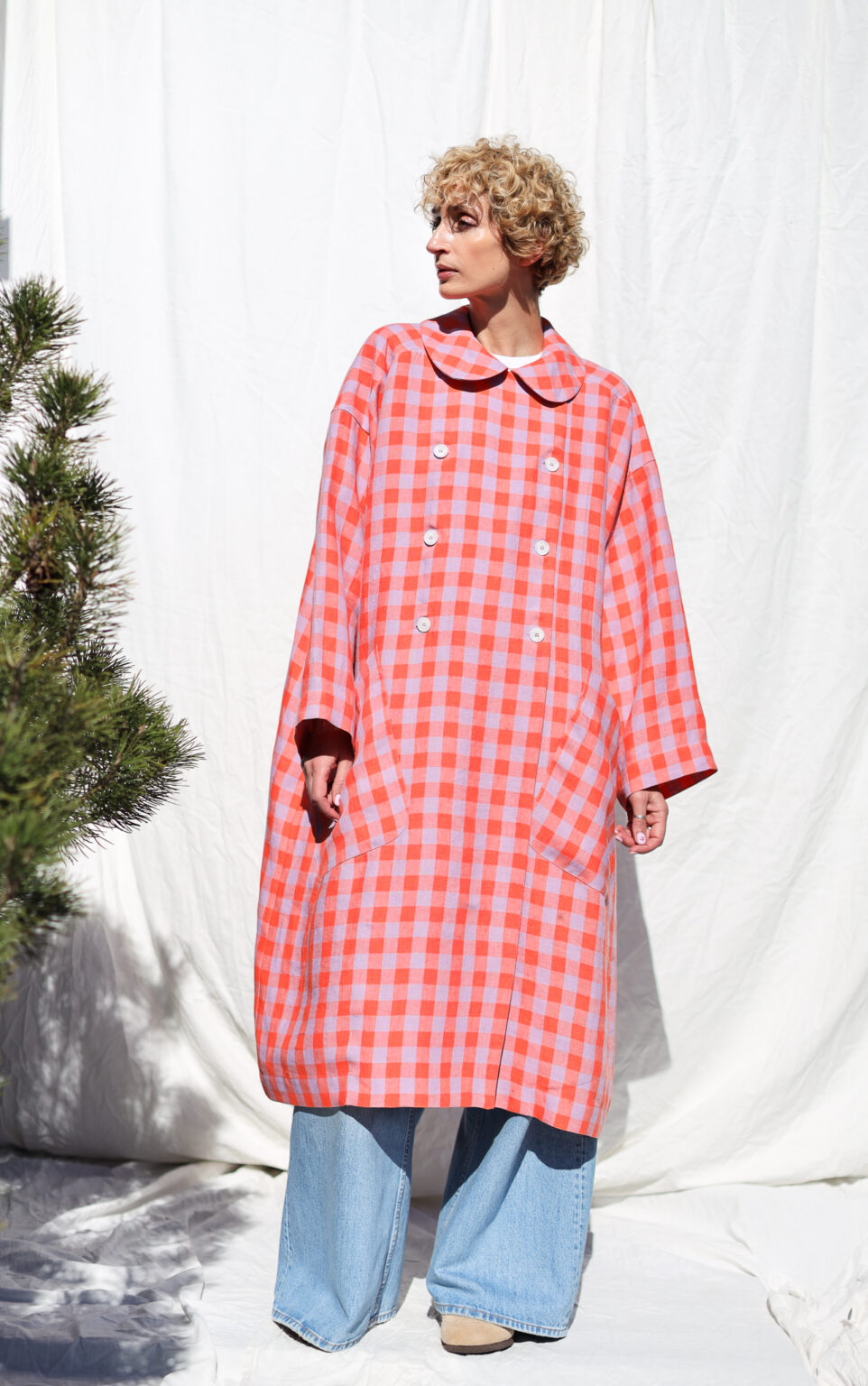 OVERSIZED LINED DOUBLE BREASTED TEDDY COAT -J50203-SAL main image 1