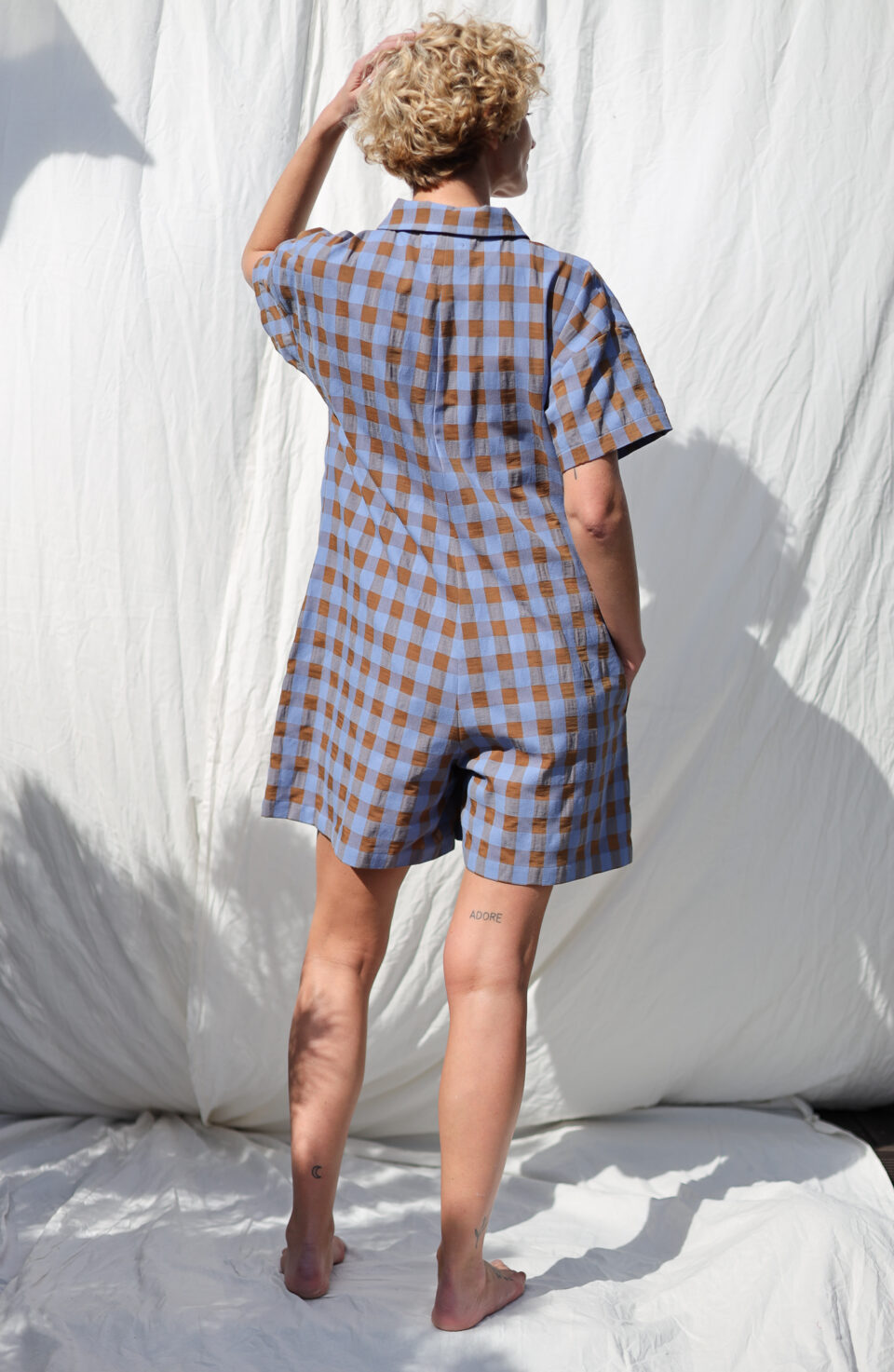Seersucker checks short sleeved playsuit - Image 4