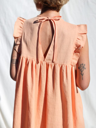 Flutter sleeves ruffled skirt linen dress AMANDA | Dress | Sustainable clothing | OffOn clothing