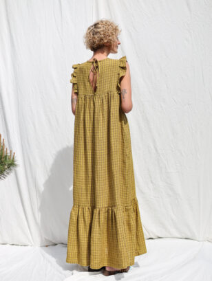 Linen flutter sleeves dress with tie BASILE | Dress | Sustainable clothing | OffOn clothing