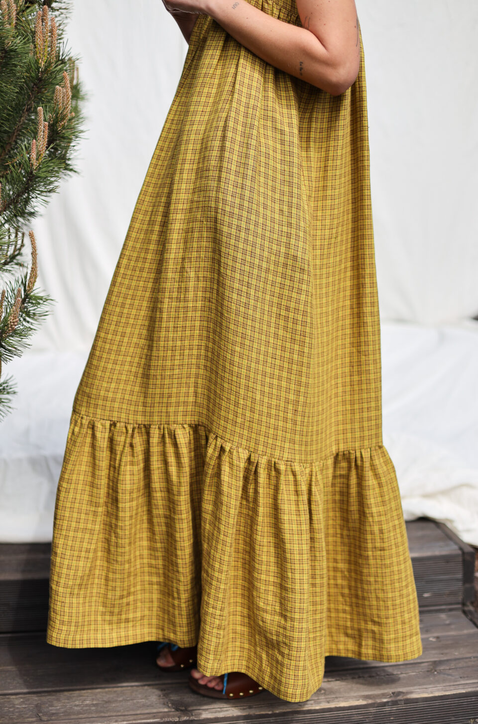 Linen flutter sleeves dress with tie BASILE - Image 7