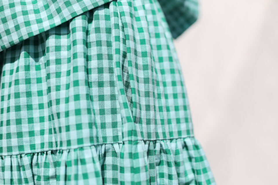 Jungle green seersucker checks elasticated waist skirt - Image 6