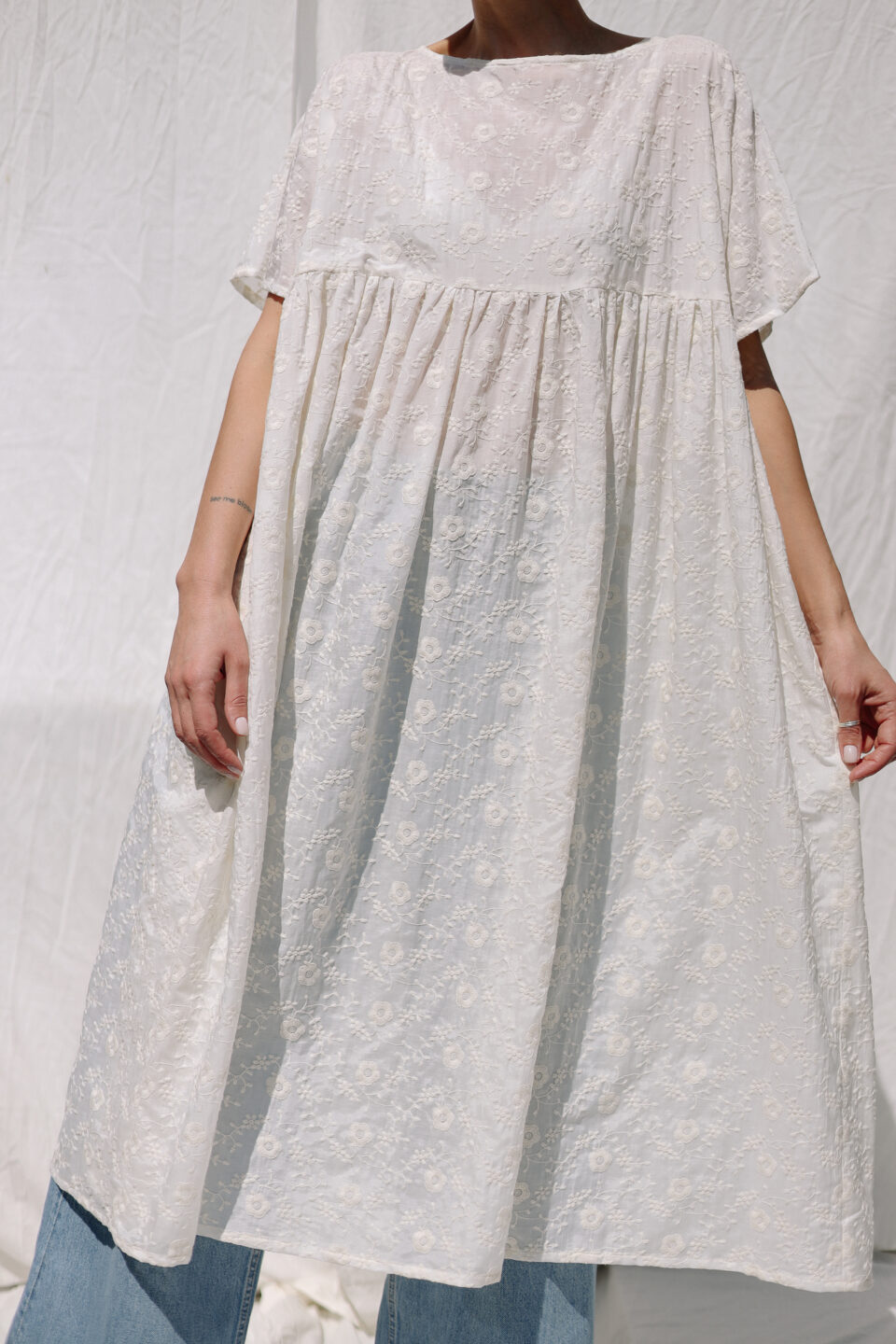 Embroidered silk and cotton oversized dress SILVINA - Image 1