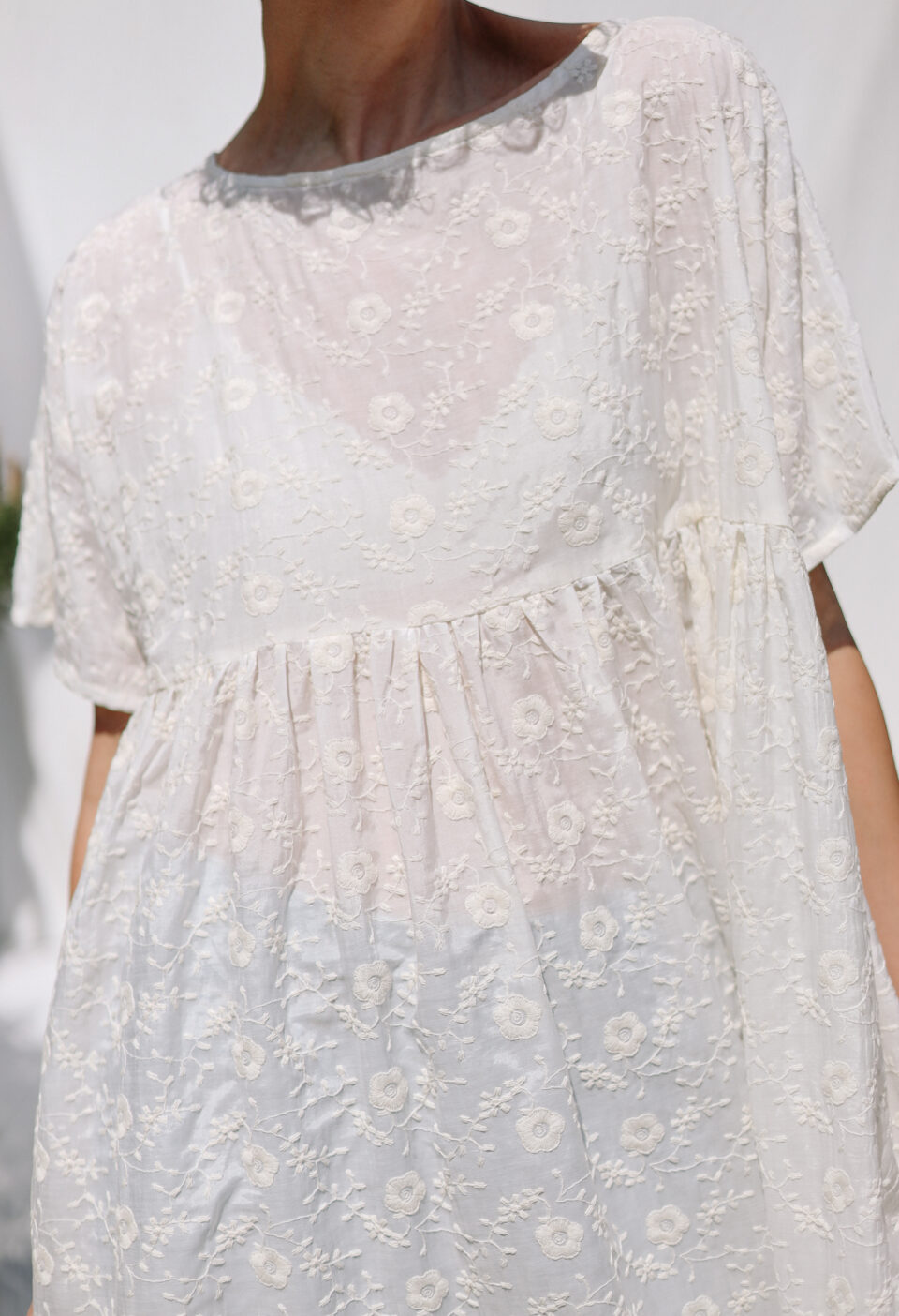 Embroidered silk and cotton oversized dress SILVINA - Image 5