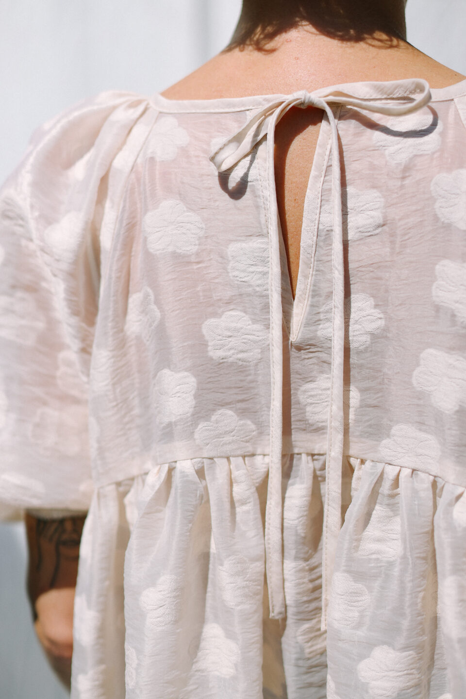 Floral organza puffy sleeves MINI tunic dress - Image 4