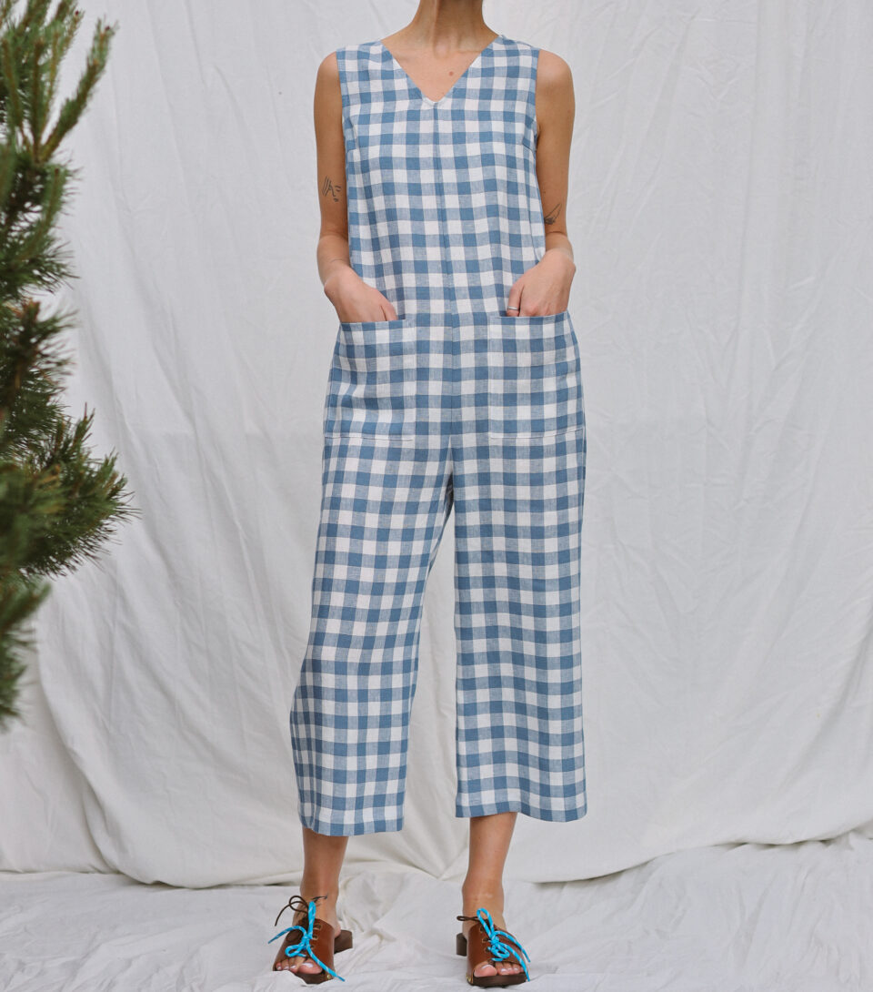 Sleeveless Cropped Wide Leg Linen Jumpsuit - Image 4