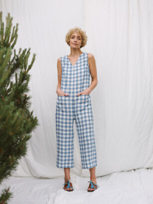 Sleeveless Cropped Wide Leg Linen Jumpsuit | Jumpsuit | Sustainable clothing | OffOn clothing