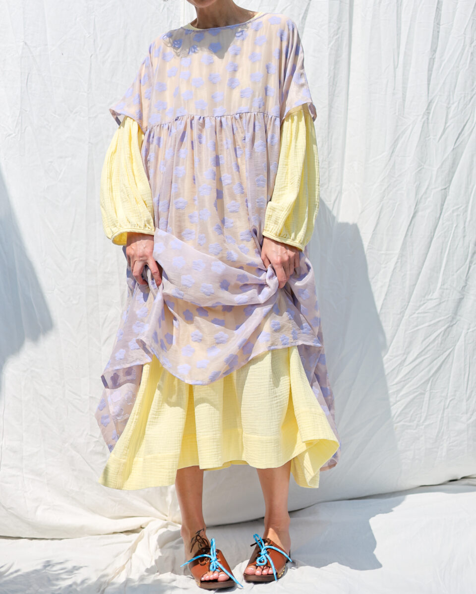 Lavender floral oversized viscose organza dress SILVINA - Image 2